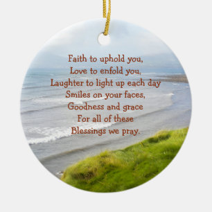 Irish Coastline and Blessings Prayer Personalised Ceramic Tree Decoration