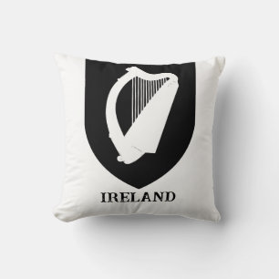 Irish Coat of Arms Black & White Minimalist Art Cushion