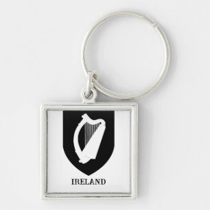 Irish Coat of Arms Black & White Minimalist Art Key Ring