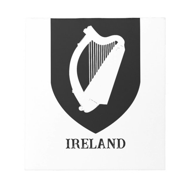 Irish Coat of Arms Black & White Minimalist Art Notepad (Front)