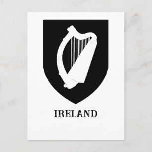 Irish Coat of Arms Black & White Minimalist Art Postcard