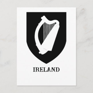 Irish Coat of Arms Black & White Minimalist Art Postcard