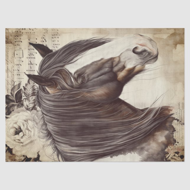 Irish Cob Horse Decoupage Tissue Paper (Front)