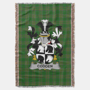  Irish Codden or McCodden Coat of Arms Family Cres Throw Blanket