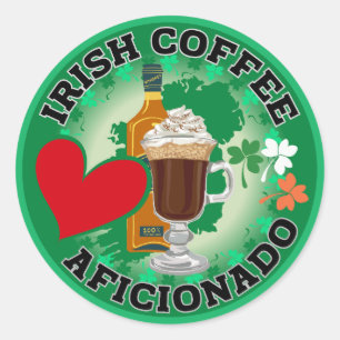 Irish Coffee Aficionado. Classic Round Sticker