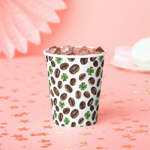 Irish Coffee Beans and Shamrocks Funny Design Paper Cups