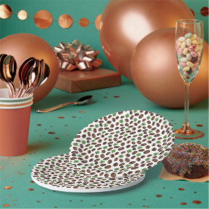 Irish Coffee Beans and Shamrocks Funny Design Paper Plate