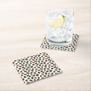Irish Coffee Beans and Shamrocks Funny Design Square Paper Coaster