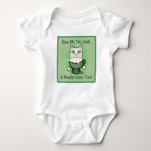 Irish Coffee Cat, St. Patrick's Day Baby Bodysuit