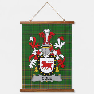 Irish Cole Coat of Arms Family Crest Hanging Tapestry