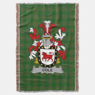  Irish Cole Coat of Arms Family Crest Ireland Throw Blanket