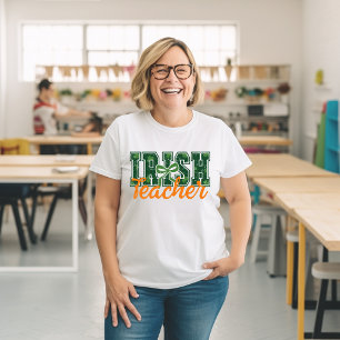 Irish College Type Green 4-Leaf Clovers Teachers Tri-Blend Shirt