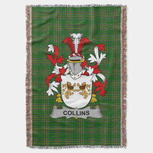 Irish Collins Coat of Arms Family Crest Ireland Throw Blanket