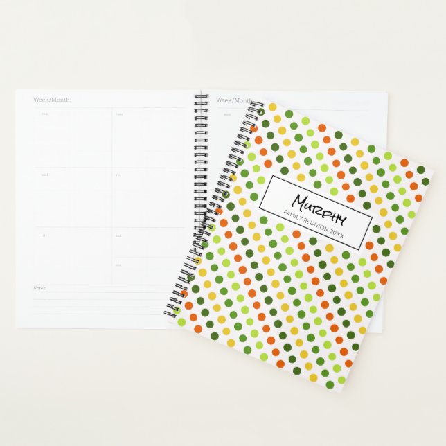 Irish Colour Dots Pattern NAME Family Reunion Fun Planner (Display)
