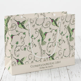 Irish Comhghairdeas Hummingbird Shamrock Vine Large Gift Bag