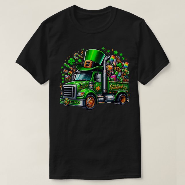 Irish Construction Truck Crane Toddler Boys St Pat T-Shirt (Design Front)