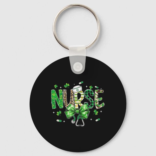 Irish Coquette Nurse Stethoscope Scrub St Patricks Key Ring (Front)