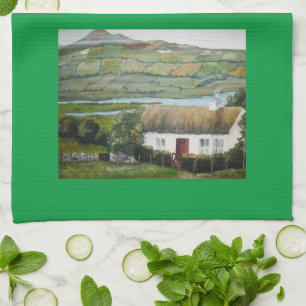 Irish Cottage Landscape Tea Towel