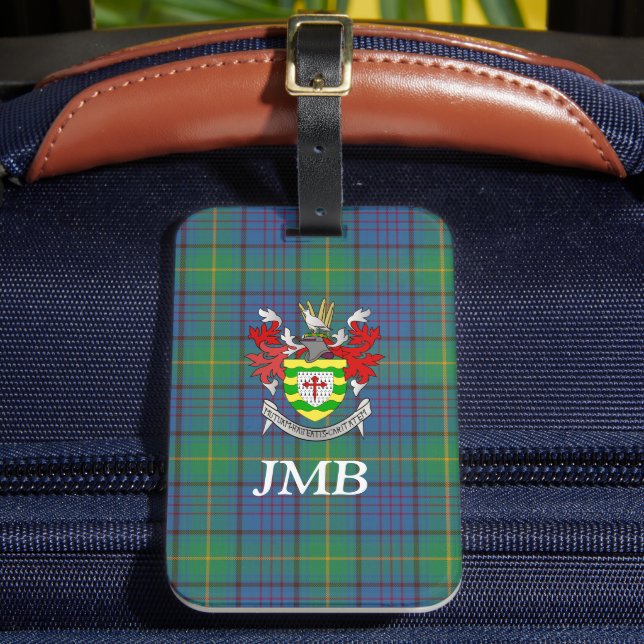 Irish County Donegal Tartan Monogram Luggage Tag (Front Insitu 2)