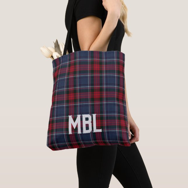 Irish County Louth Tartan Plaid Personalised  Tote Bag (Close Up)