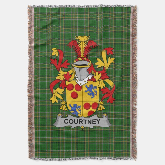  Irish Courtney Coat of Arms Family Crest Ireland Throw Blanket (Front Vertical)