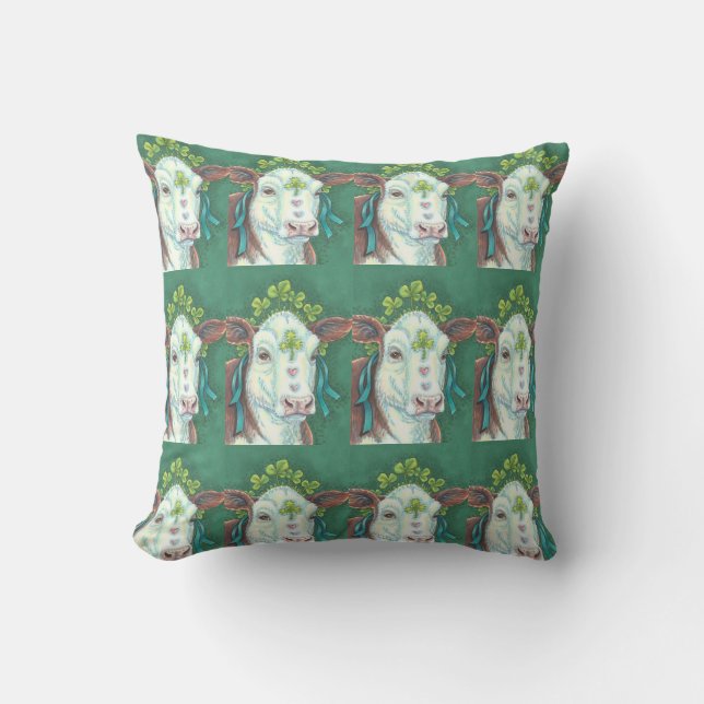 Irish Cow ST. PATRICK'S DAY HEIFER THROW PILLOW (Front)