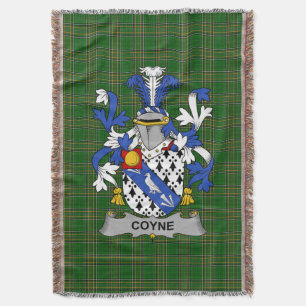  Irish Coyne or O_Coyne Coat of Arms Family Crest  Throw Blanket