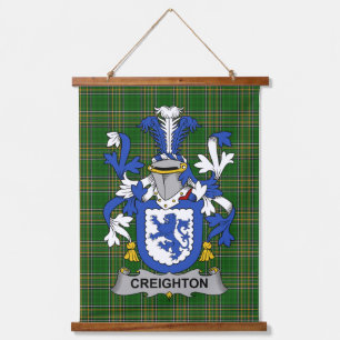 Irish Creighton Coat of Arms Family Crest Hanging Tapestry