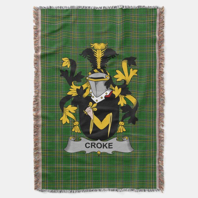  Irish Croke Coat of Arms Family Crest Ireland Throw Blanket (Front Vertical)