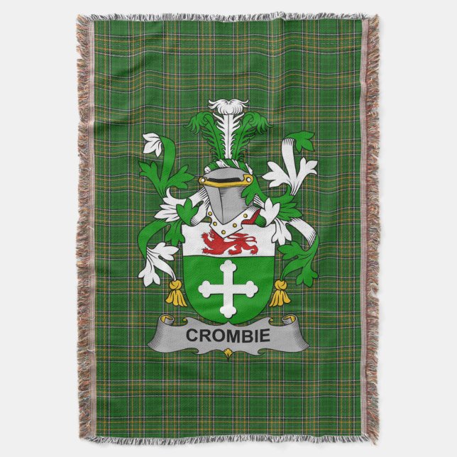  Irish Crombie Coat of Arms Family Crest Ireland I Throw Blanket (Front Vertical)