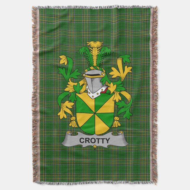  Irish Crotty or O_Crotty Coat of Arms Family Cres Throw Blanket (Front Vertical)