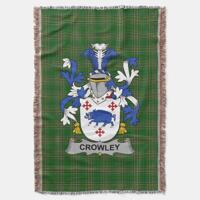  Irish Crowley or O_Crouley Coat of Arms Family Cr Throw Blanket (Front Vertical)