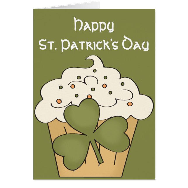 Irish Cupcake Happy St. Patrick's Day Card (Front)