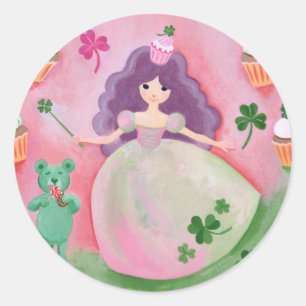Irish Cupcake Princess Painting Classic Round Sticker