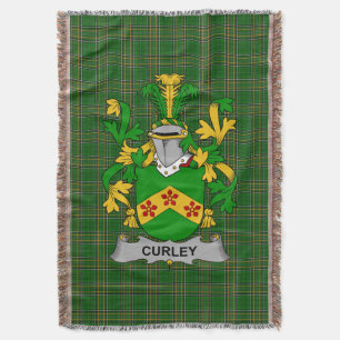  Irish Curley or McTurley Coat of Arms Family Cres Throw Blanket