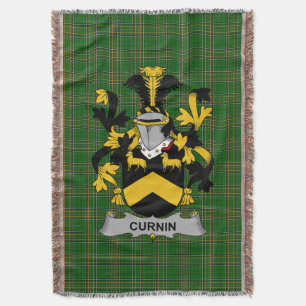 Irish Curnin or O_Curneen Coat of Arms Family Cre Throw Blanket