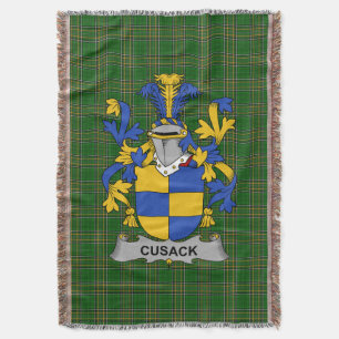 Irish Cusack Coat of Arms Family Crest Ireland Throw Blanket