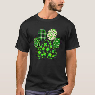 Irish Cute Dog Paw Clovers St Patrick's Day Lucky  T-Shirt