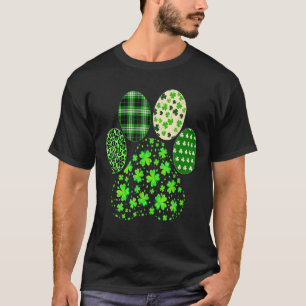 Irish Cute Dog Paw Clovers St Patrick's Day Lucky T-Shirt