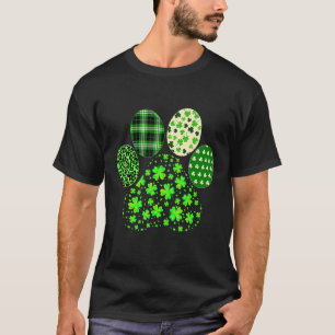 Irish Cute Dog Paw Clovers St Patrick's Day Lucky T-Shirt