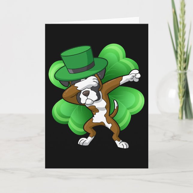 Irish Dabbing Leprechaun Boxer St Patricks Funny D Card (Front)