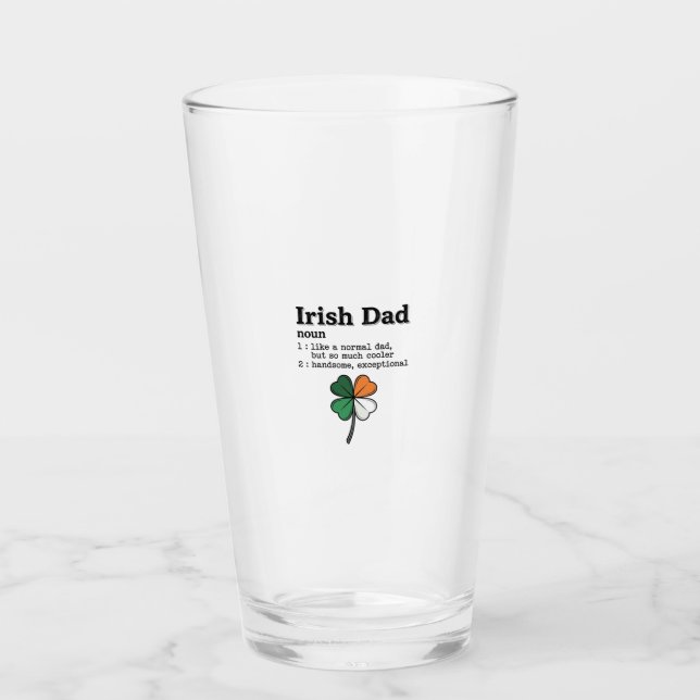 Irish Dad Funny Definition Clover Vintage Shirt Glass (Front)