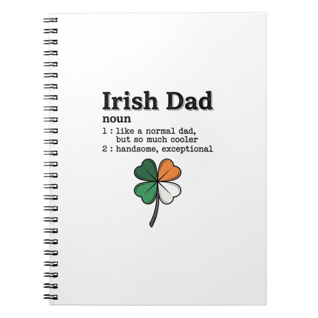 Irish Dad Funny Definition Clover Vintage Shirt Notebook (Front)