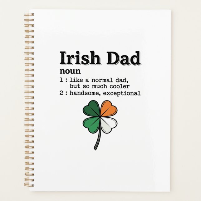 Irish Dad Funny Definition Clover Vintage Shirt Planner (Front)
