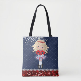 Irish Dance Blonde Girl Soft Shoe Blue, Red Tote Bag
