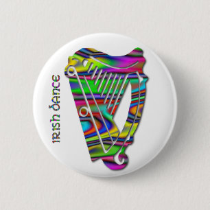Irish Dance Rainbow Colours Harp of Ireland Button