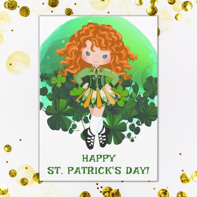 Irish Dance St. Patrick's Day Green Shamrocks Card (Creator Uploaded)