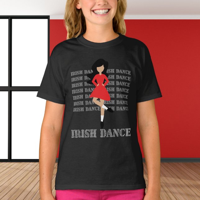 Irish Dance Typography Black Hair Irish Dancer T-Shirt (Creator Uploaded)