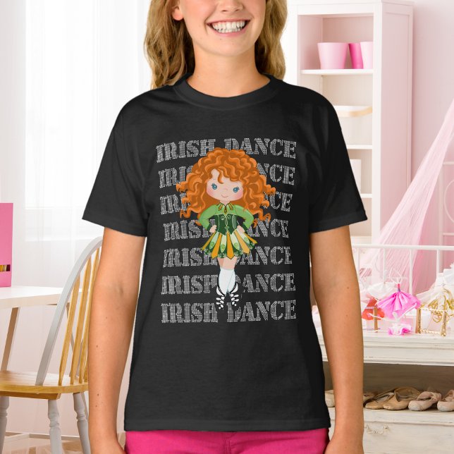 Irish Dance Typography Cute Girl in Solo Dress T-Shirt (Creator Uploaded)