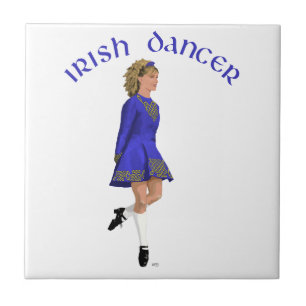 Irish Dancer Blonde in Blue Tile